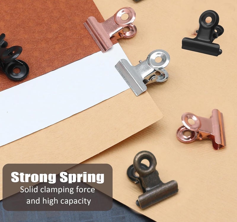 Coufce 40 Pack Small Bulldog Clips 0.78 Inch Metal Hinge Clips Hinge Binder Clips Clamps Ideal for Drawings Tags, Bags, Drawings, Crafts, Office, and Home Kitchen (Black, Bronze, Rose Gold, Silver) - Image 3